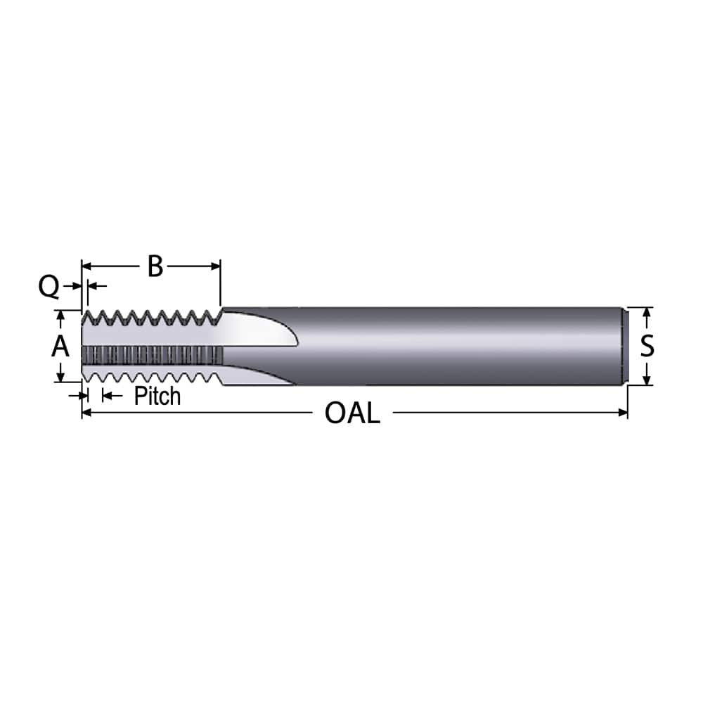 Straight Flute Thread Mill: #6 to 40, Internal, 3 Flutes, 1/4