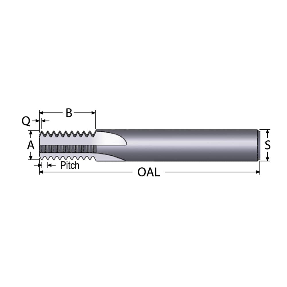 Straight Flute Thread Mill: Internal, 4 Flutes, 1/2