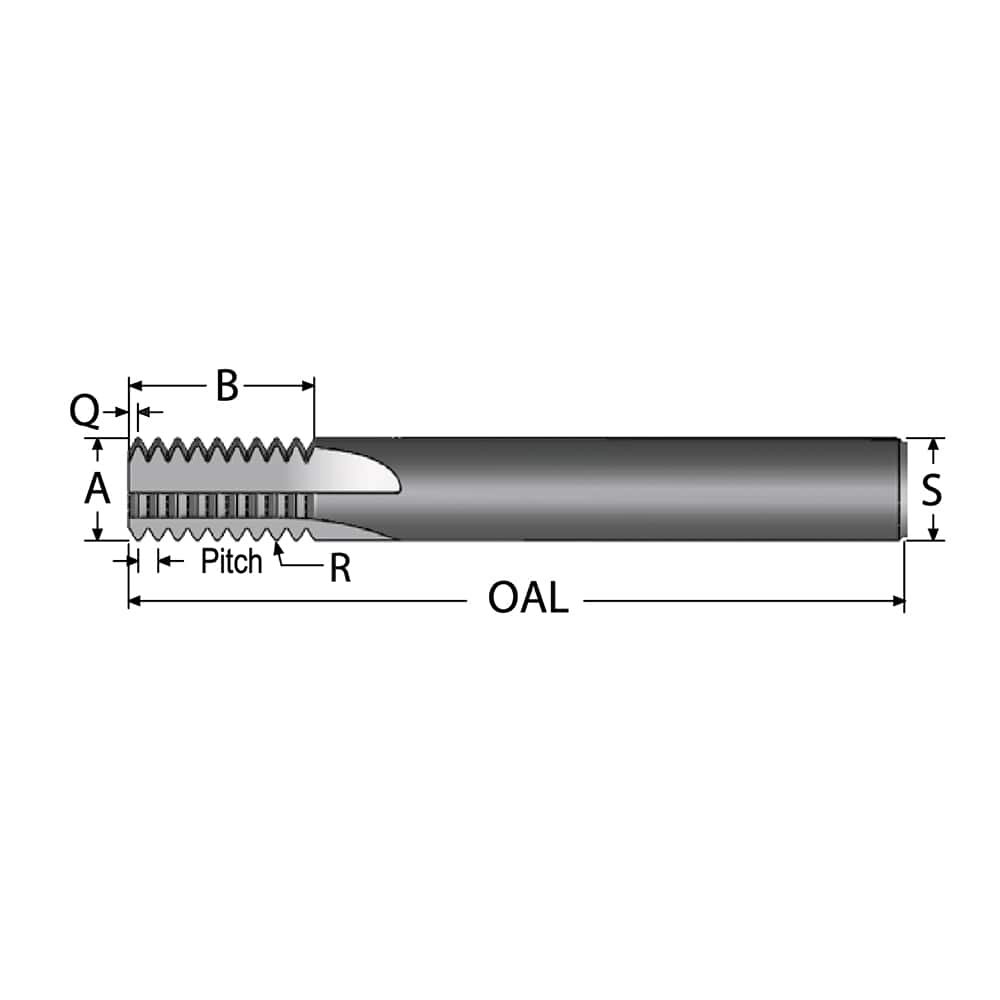 Straight Flute Thread Mill: External, 5 Flutes, 3/8