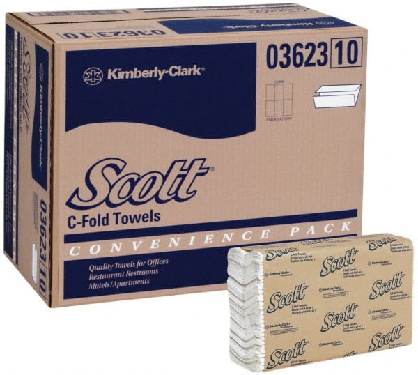 Paper Towels: C-Fold, 9 Rolls, 1 Ply, White MPN:03623