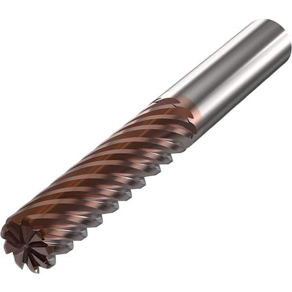 Corner Radius End Mill: 16 mm Dia, 65 mm LOC, 1 mm Radius, 9 Flutes, Solid Carbide MPN:10008158