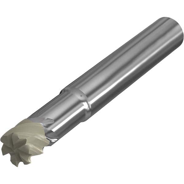 Corner Radius End Mill: 9.4 mm Dia, 6 mm LOC, 1 mm Radius, 6 Flutes, Ceramic MPN:10010514