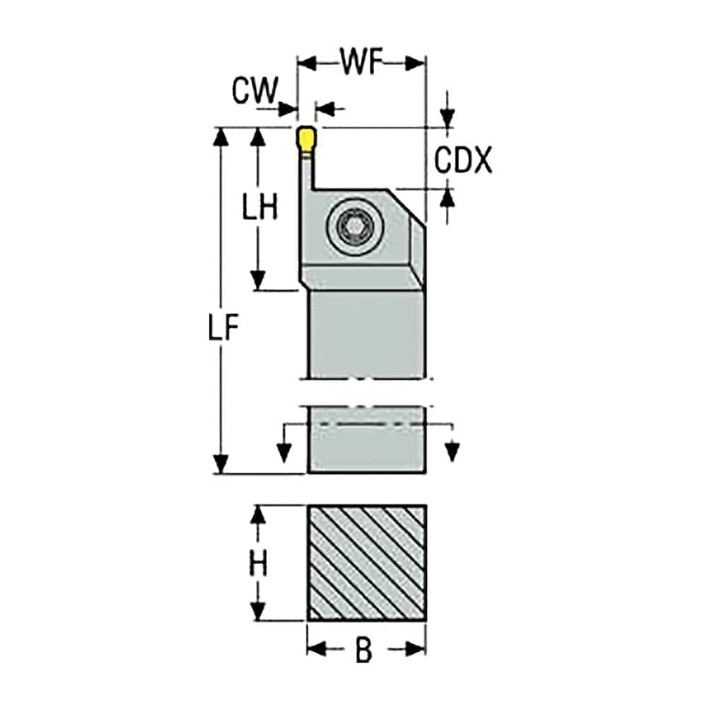 15mm Max Depth, 3mm Min Width, External Left Hand Indexable Grooving Toolholder MPN:00068778