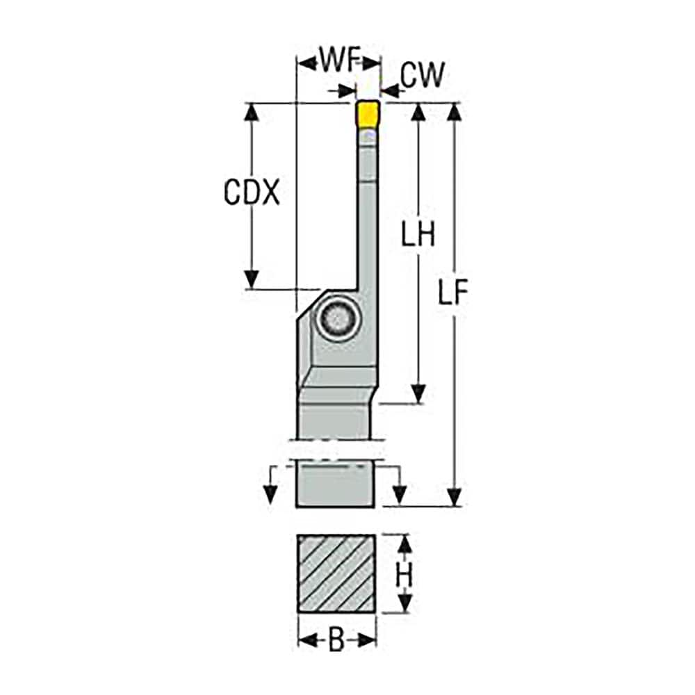 48mm Max Depth, 6mm Min Width, External Left Hand Indexable Grooving Toolholder MPN:02703374