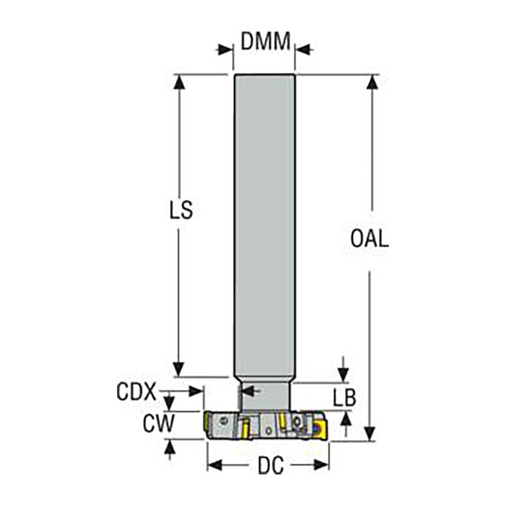 Indexable Slotting Cutter: 10 mm Cutting Width, 80 mm Cutter Dia, Shank Connection, 24 mm Max Depth of Cut, 32 mm Shank Dia, 5.748