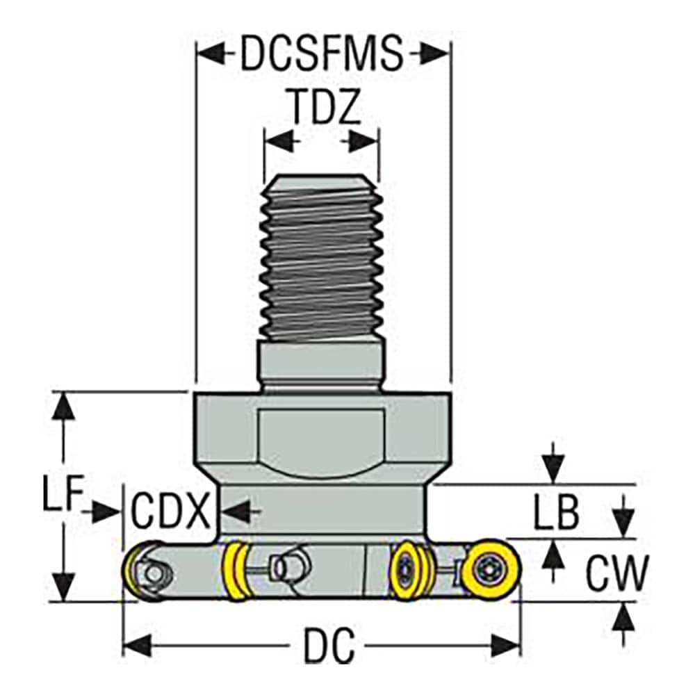 Indexable Slotting Cutter: 8 mm Cutting Width, 50 mm Cutter Dia, Modular Connection, 12.5 mm Max Depth of Cut MPN:02661229