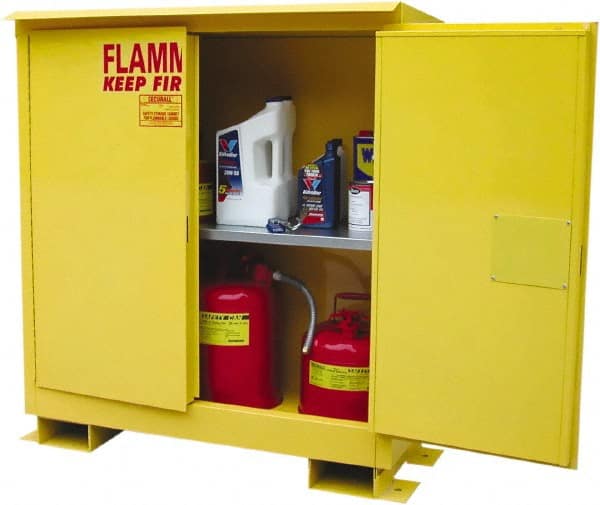 Flammable & Hazardous Storage Cabinets: 30 gal Drum, 2 Door, 1 Shelf, Manual Closing, Yellow MPN:A130WP1