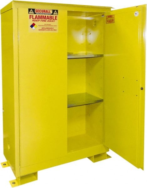 Flammable & Hazardous Storage Cabinets: 45 gal Drum, 2 Door, 2 Shelf, Manual Closing, Yellow MPN:A145WP1