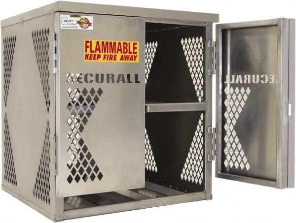 Flammable & Hazardous Storage Cabinets: 2 Door, 2 Shelf, Manual Closing, Yellow MPN:LP4S-Steel