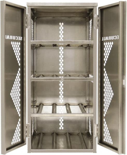 Flammable & Hazardous Storage Cabinets: 2 Door, 4 Shelf, Manual Closing, Yellow MPN:LP8S-Steel