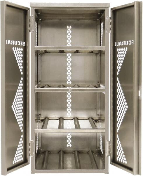 Flammable & Hazardous Storage Cabinets: 2 Door, 4 Shelf, Manual Closing, Silver MPN:LP8S-Vertical