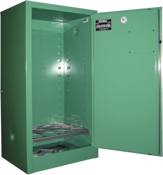 Flammable & Hazardous Storage Cabinets: 1 Door, Manual Closing, Green MPN:MG109