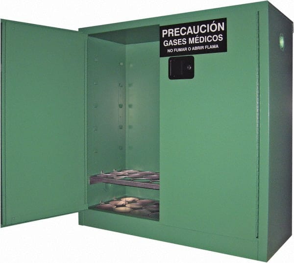 Flammable & Hazardous Storage Cabinets: 2 Door, Manual Closing, Green MPN:MG121E