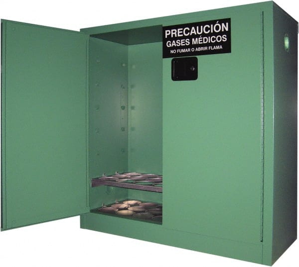 Flammable & Hazardous Storage Cabinets: 2 Door, Manual Closing, Green MPN:MG121FL