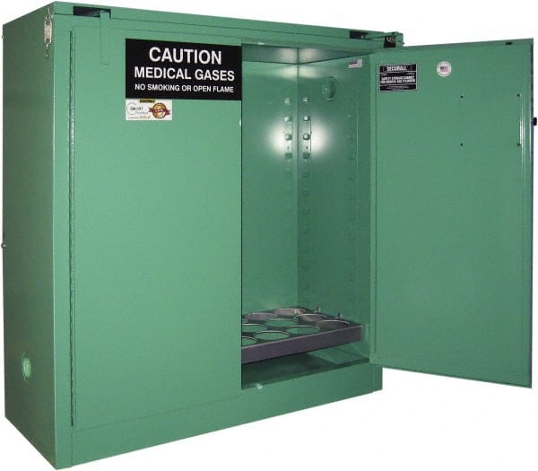 Flammable & Hazardous Storage Cabinets: 2 Door, Self Closing, Green MPN:MG321FLE