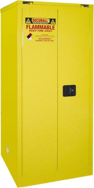 Flammable & Hazardous Storage Cabinets: 60 gal Drum, 2 Door, 2 Shelf, Self Closing, Yellow MPN:W3060