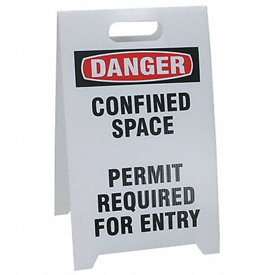 Floor Safety Sign White Plastic 20 in H MPN:TP-DCONFS