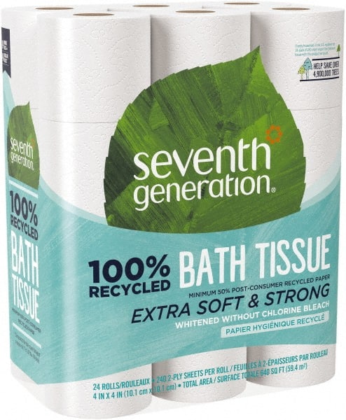 Bathroom Tissue: Standard Roll, Recycled Fiber, 2-Ply, White MPN:SEV13738