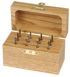 12 Pc Single Cut Burr Set with Ball, Cone, Cylinder, Cylinder w/Rad End, Flame, Inverted Cone, Oval, Taper, Tree w/Pointed End, Tree w/Rad End MPN:18212