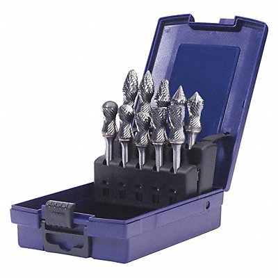 Carbide Bur Set Double Cut 10pcs. 1/4in MPN:18225