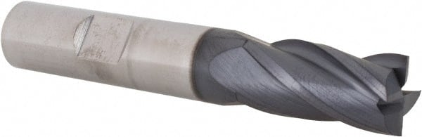 Square End Mill: 1/2'' Dia, 1'' LOC, 1/2'' Shank Dia, 3'' OAL, 4 Flutes, Solid Carbide MPN:30380