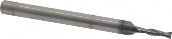 Square End Mill: 1/16'' Dia, 3/16'' LOC, 1/8'' Shank Dia, 1-1/2'' OAL, 2 Flutes, Solid Carbide MPN:30400