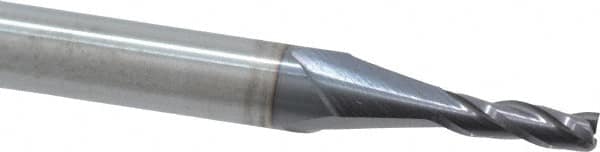 Square End Mill: 1/16'' Dia, 3/16'' LOC, 1/8'' Shank Dia, 1-1/2'' OAL, 3 Flutes, Solid Carbide MPN:30814