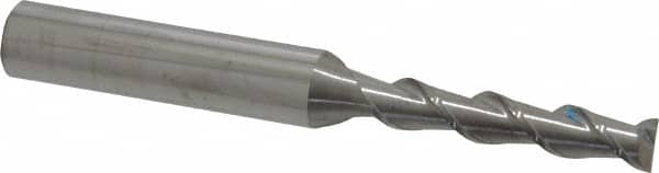 Square End Mill: 1/4'' Dia, 1-1/4'' LOC, 3/8'' Shank Dia, 3-1/16'' OAL, 2 Flutes, Solid Carbide MPN:32034