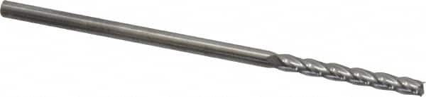 Square End Mill: 1/8'' Dia, 1'' LOC, 1/8'' Shank Dia, 3'' OAL, 4 Flutes, Solid Carbide MPN:33143