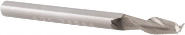 Square End Mill: 1'' Dia, 2'' LOC, 1'' Shank Dia, 4-1/2'' OAL, 2 Flutes, Solid Carbide MPN:34628