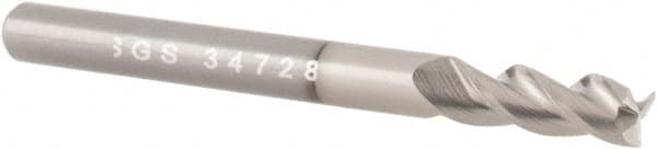 Square End Mill: 1/4'' Dia, 3/8'' LOC, 1/4'' Shank Dia, 2'' OAL, 3 Flutes, Solid Carbide MPN:34730