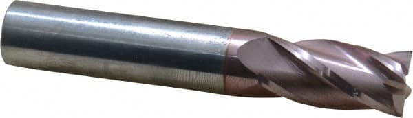 Square End Mill: 1/2'' Dia, 1'' LOC, 1/2'' Shank Dia, 3'' OAL, 4 Flutes, Solid Carbide MPN:35511