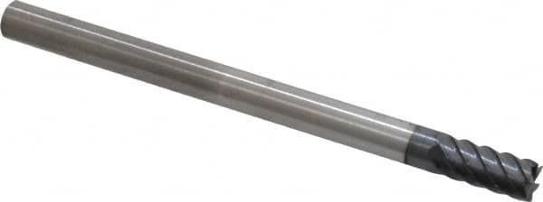 Square End Mill: 1/4'' Dia, 17/32'' LOC, 1/4'' Shank Dia, 3-1/2'' OAL, 6 Flutes, Solid Carbide MPN:36140