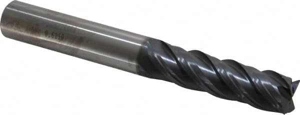 Square End Mill: 5/8'' Dia, 2-1/4'' LOC, 5/8'' Shank Dia, 5'' OAL, 4 Flutes, Solid Carbide MPN:70484