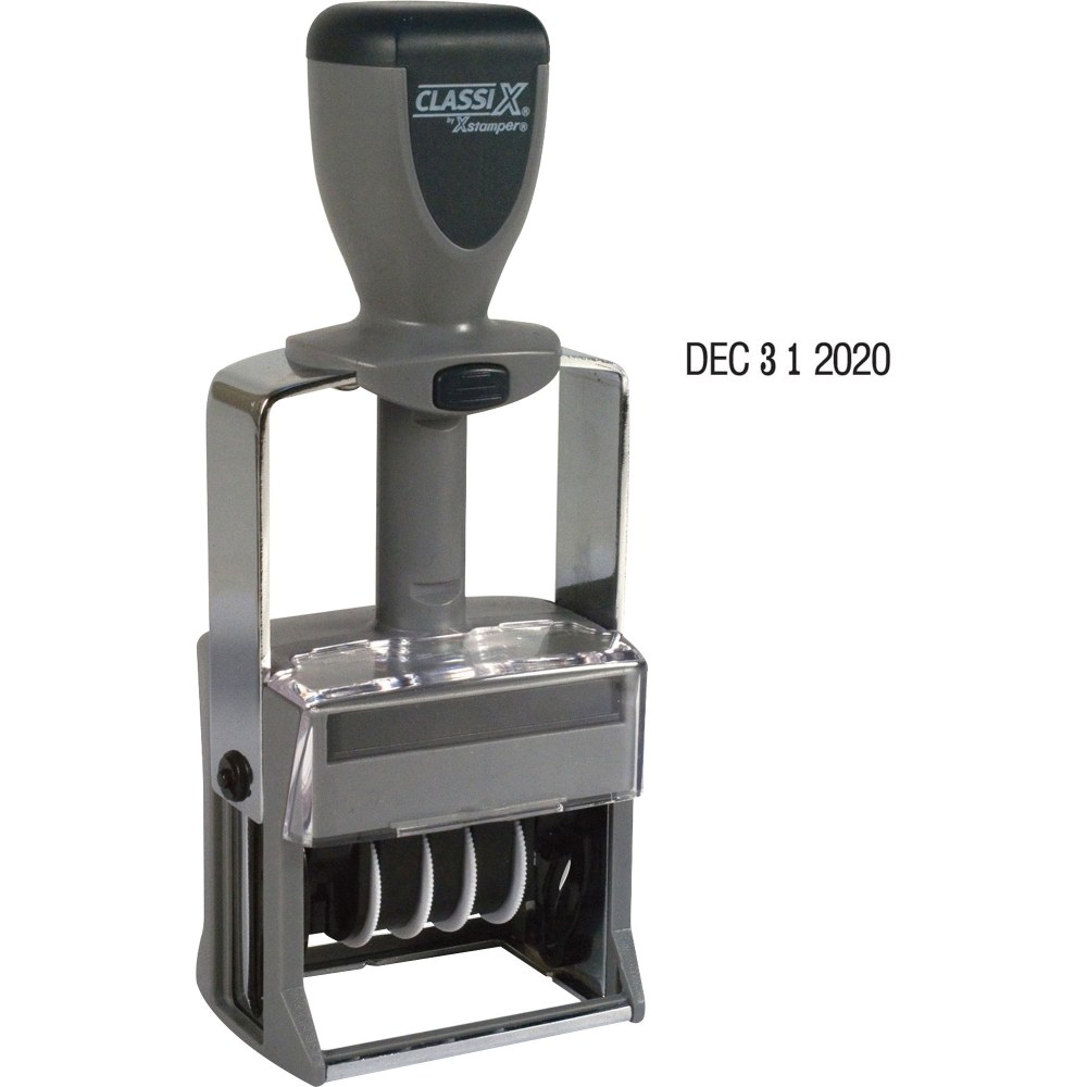 Xstamper 10-Year Self-Inking Line Dater - Date Stamp - Black - Plastic, Metal Frame - 1 Each (Min Order Qty 2) MPN:40150