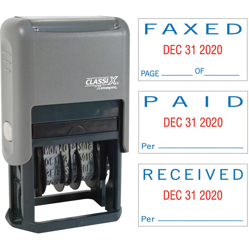 Xstamper Self-Inking Paid/Faxed/Received Dater - Message/Date Stamp - 