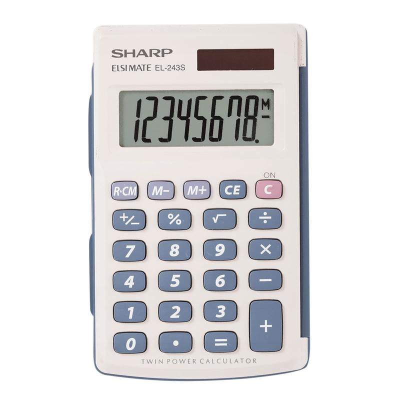 Sharp EL-243SB 8-Digit Pocket Calculator, Gray/Blue (Min Order Qty 9) MPN:EL-243SB