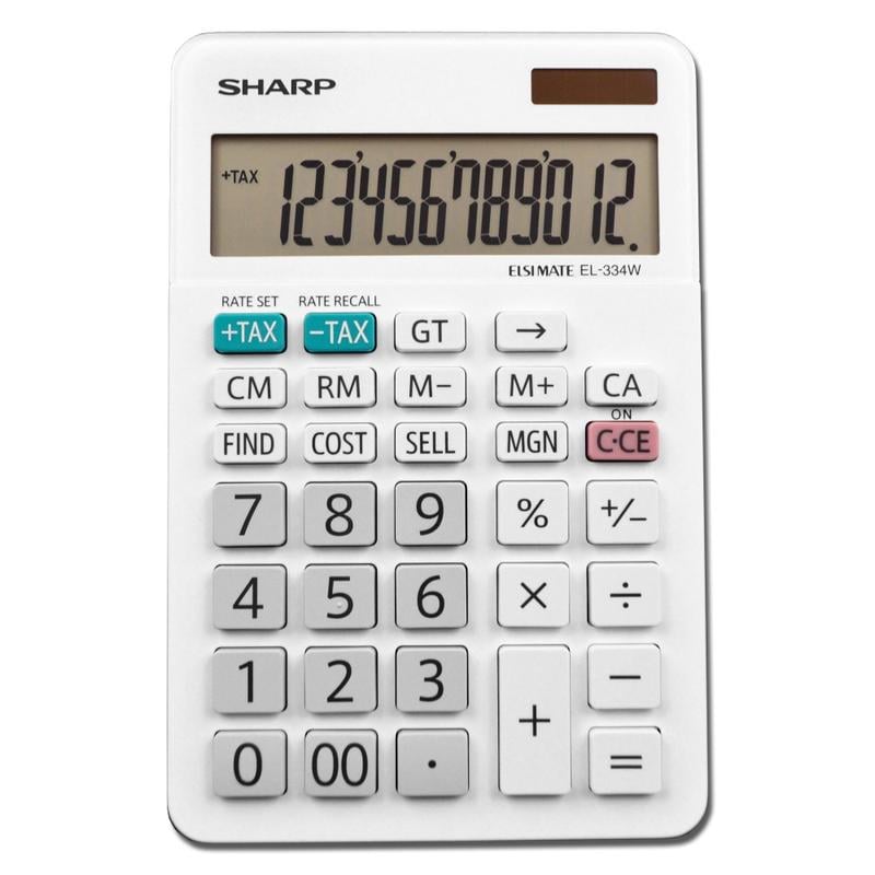 Sharp White Series Desktop Calculator, EL-334WB (Min Order Qty 4) MPN:EL-334W