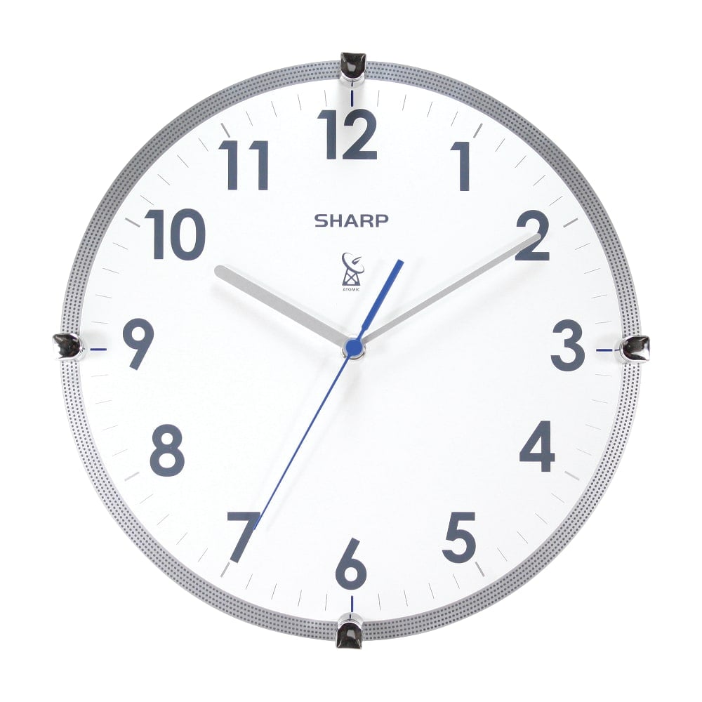 Sharp Atomic Round Wall Clock, 11in, White/Silver (Min Order Qty 2) MPN:SPC876