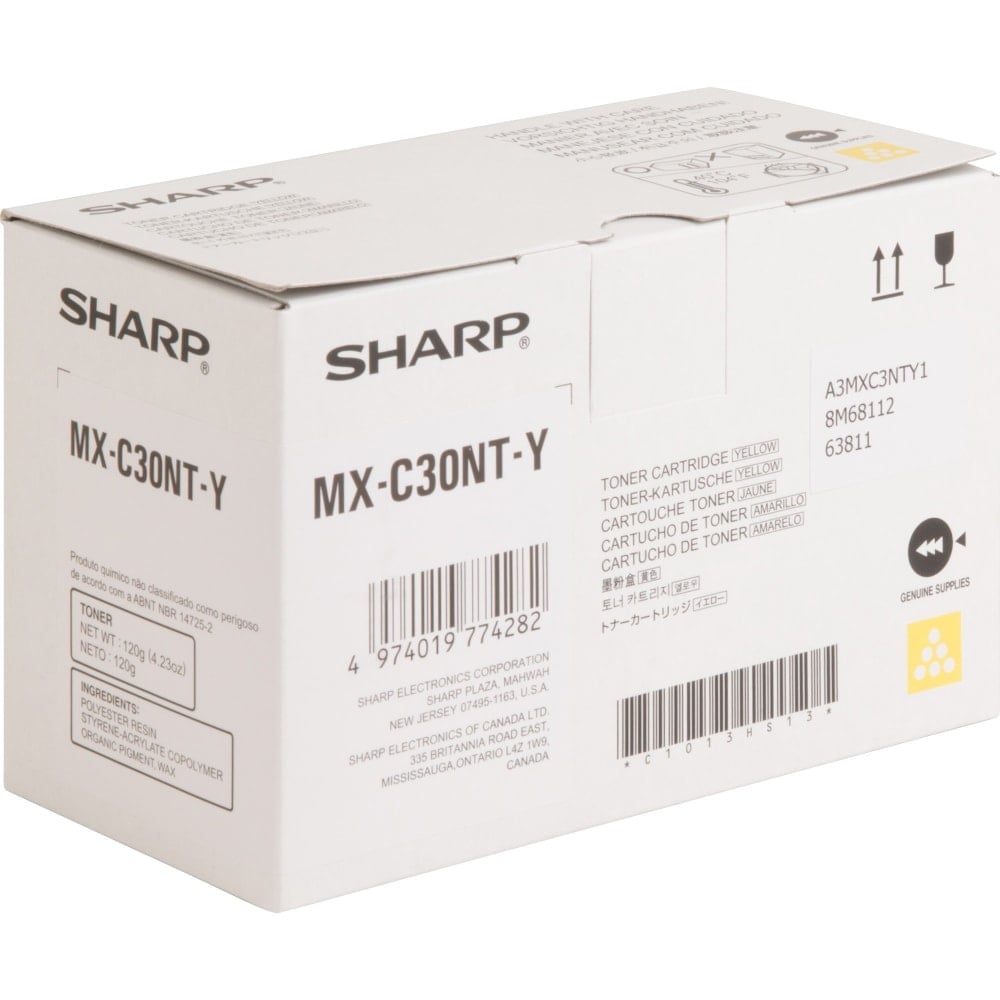 Sharp Original Standard Yield Laser Toner Cartridge - Yellow - 1 Each - 6000 Pages MPN:MXC30NTY