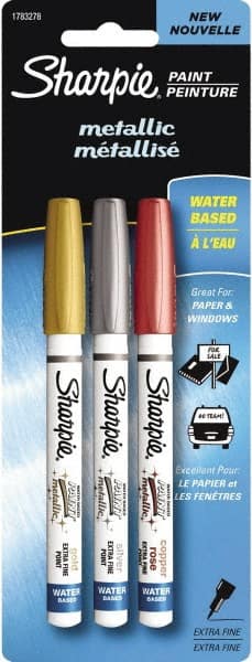 Paint Pen Marker: Copper, Gold & Silver, Water-Based, Extra Fine Point MPN:1783278