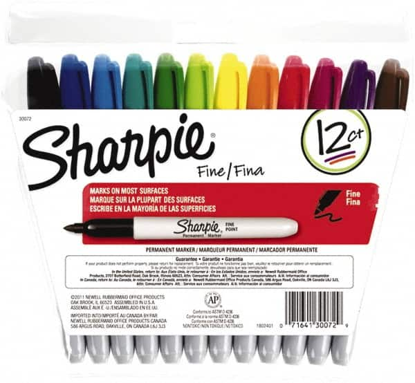 Permanent Marker: Assorted Color, AP Non-Toxic, Fine Point MPN:30072