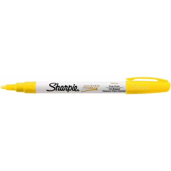 Paint Pen Marker: Yellow, Oil-Based, Fine Point MPN:35539