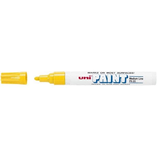 Paint Pen Marker: Yellow, Oil-Based, Bullet Point MPN:63605X24