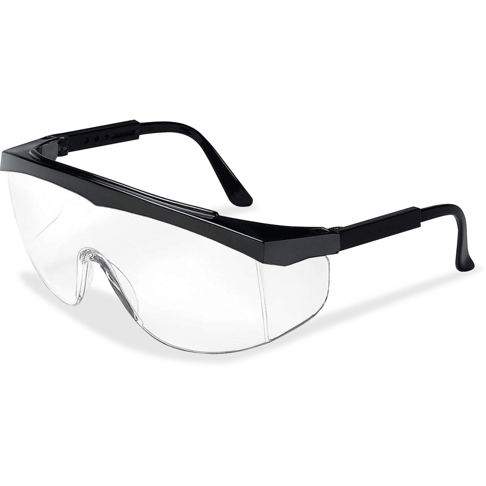 Crews Stratos Wraparound Design Glasses - Adjustable Temple, Comfortable, Lightweight, Scratch Resistant - Ultraviolet Protection - Nylon Frame, Polycarbonate Lens - Clear, Black, Black - 1 Each (Min Order Qty 33) MPN:CRWSS110