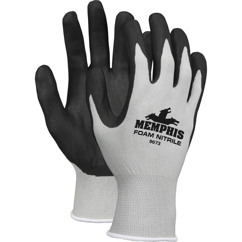 Memphis Safety Nylon Knit Powder-Free Industrial Gloves, Medium, Black/Gray (Min Order Qty 19) MPN:9673M