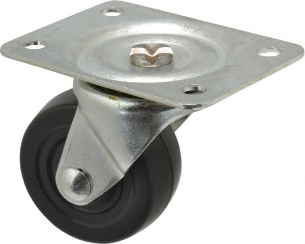 Swivel Top Plate Caster: Hard Rubber, 2-1/2