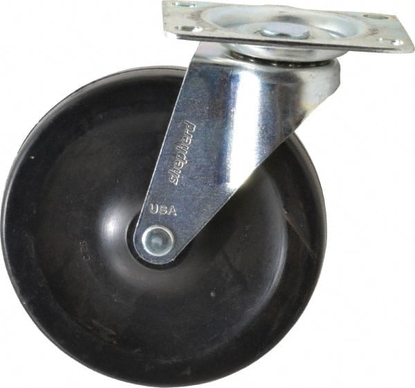 Swivel Top Plate Caster: Soft Rubber, 5