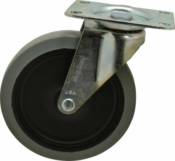 Swivel Top Plate Caster: Thermoplastic Rubber, 5
