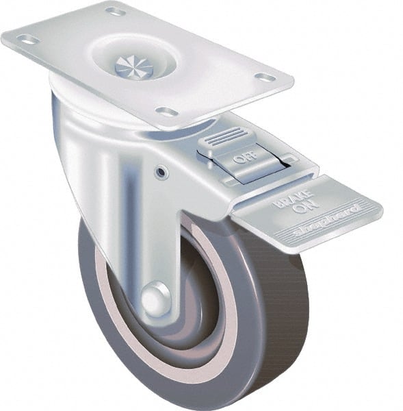 Swivel Top Plate Caster: Thermoplastic Rubber, 4